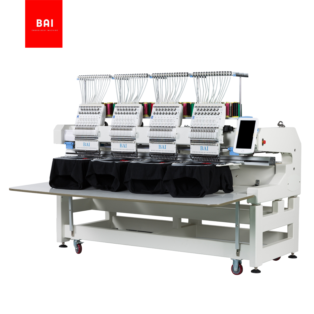 BAI 4 Head Computerized Embroidery Machine for Hat T-shirt Flat Embroidery