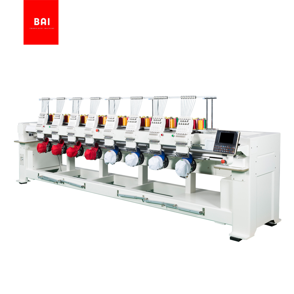 BAI Custom Computerized 4 6 8 Heads Flat Embroidery Machine Price for Garment