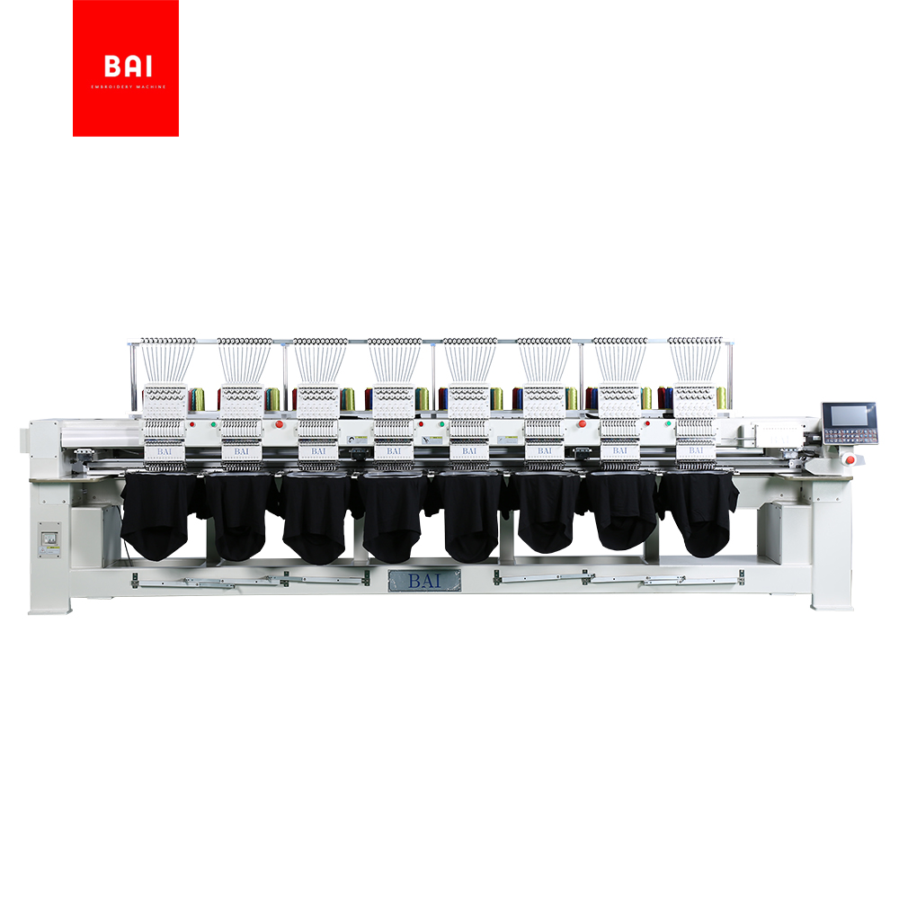 BAI 8 Head 9 Needles Computerized Hat Flat T-shirt Embroidery Machine