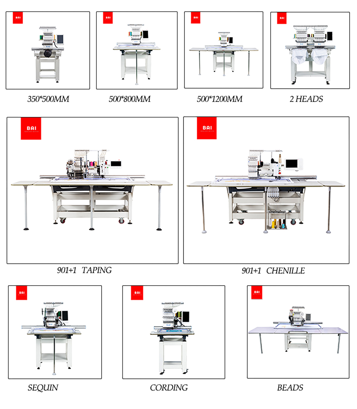 BAI High Speed in The Hoop Embroidery Designs 4x4 Hat T Shirt Flatbed