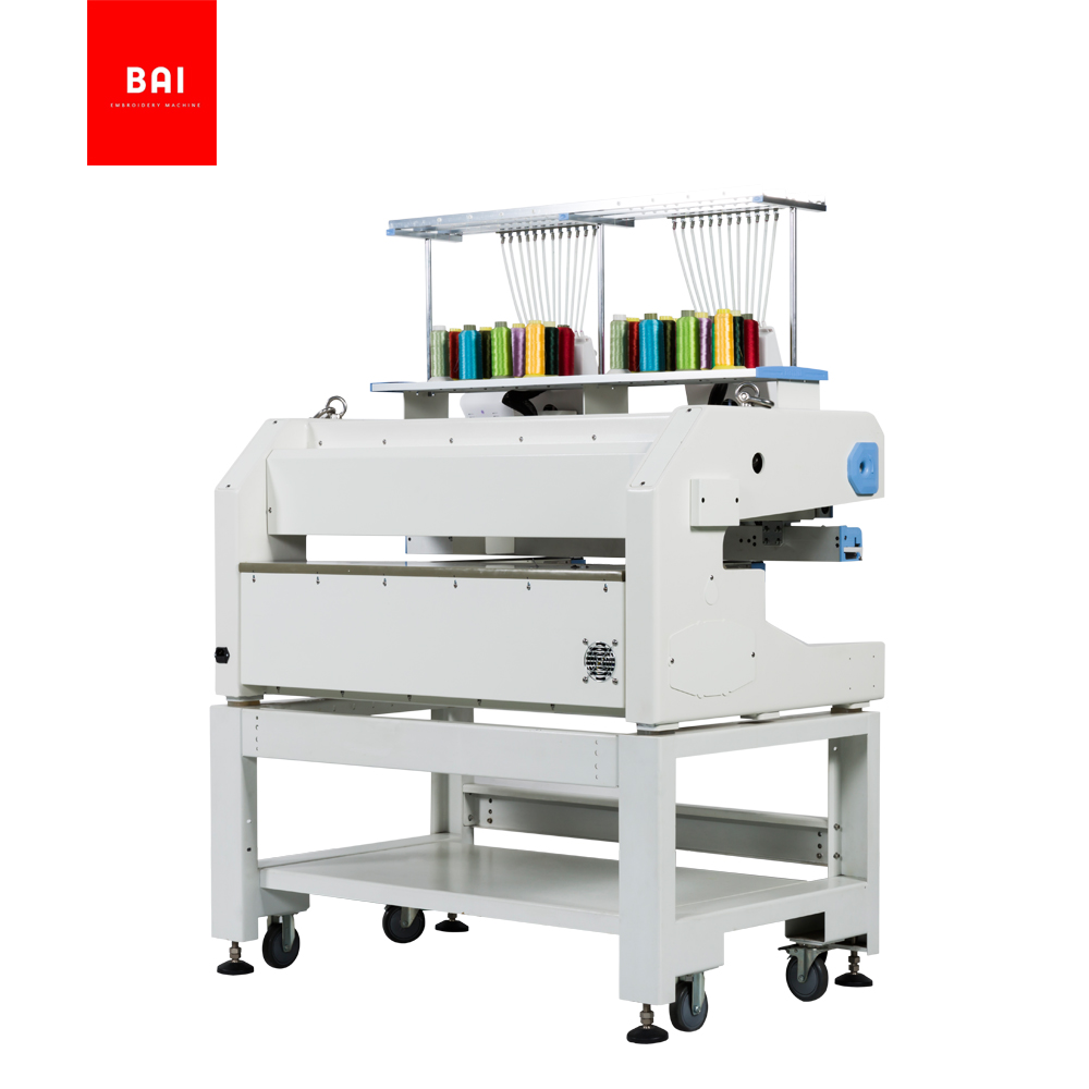 BAI High Speed Commercial 2 Head 12 Colors Computerized Hat Embroidery Machine