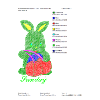 Cute rabbit embroidery pattern for t-shirts