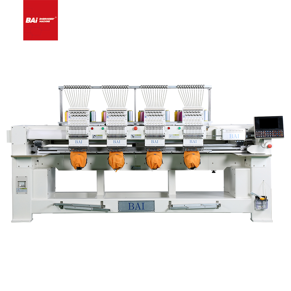 BAI Industrial T-shirt Hat Flat Computer 4 Heads Embroidery Machine for Garment