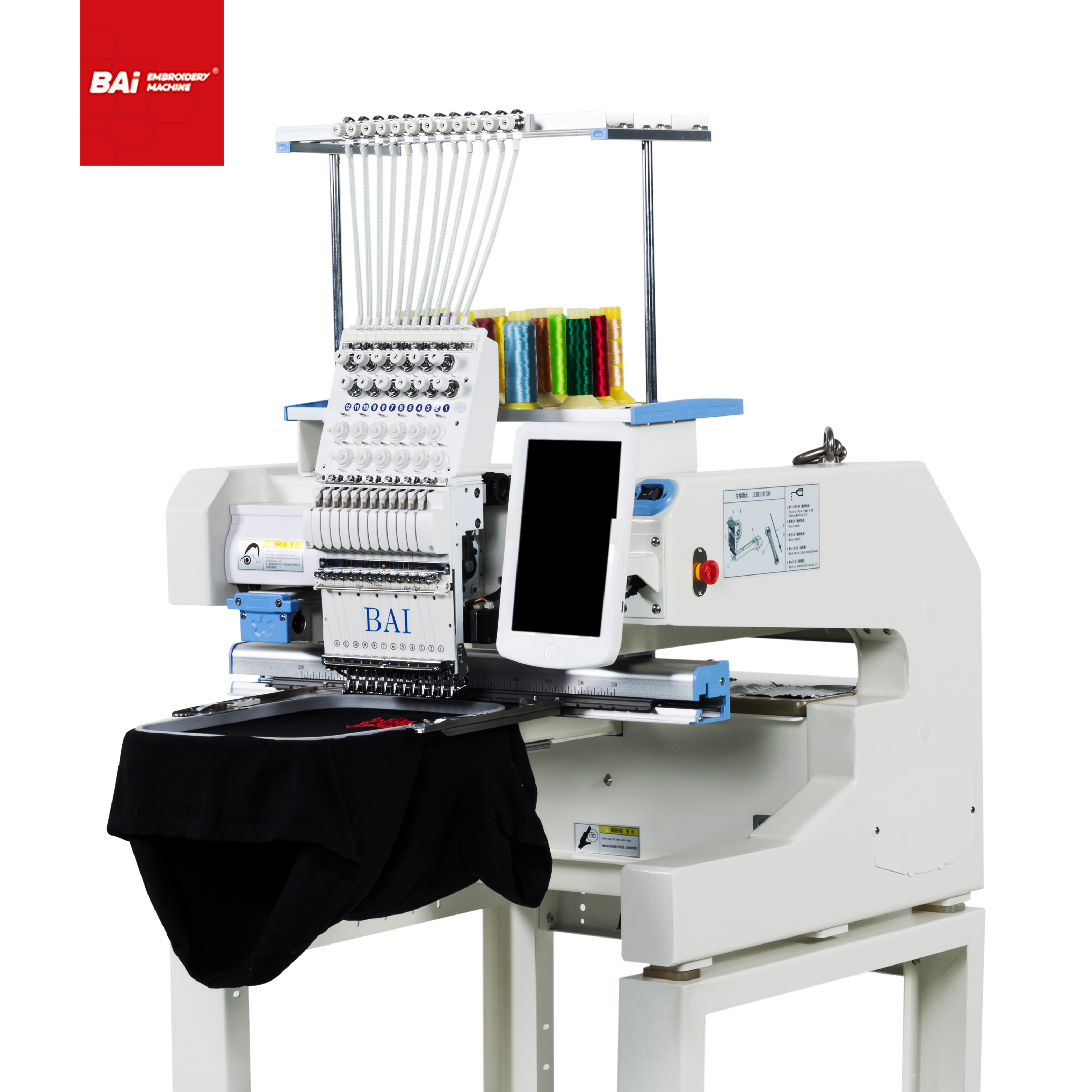 BAI Single Head Touch Screen 1200rpm Embroidery Machine for Multi Needles Hat T Shirt 