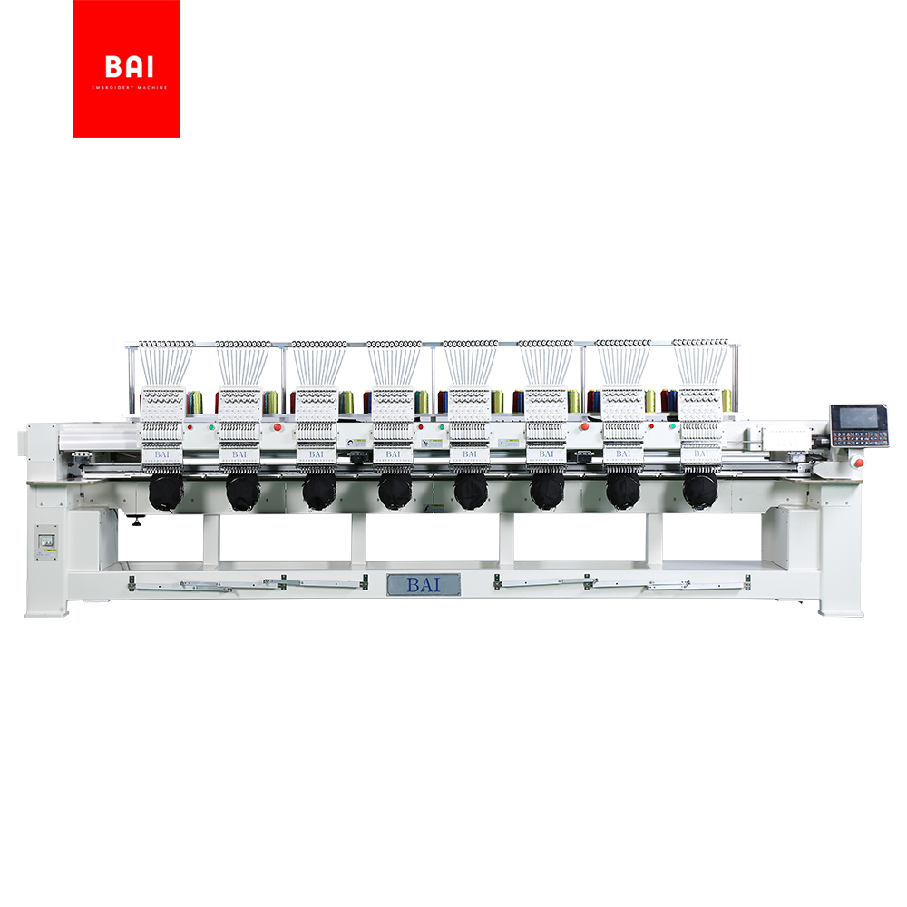 BAI High Speed 12 Color 8 Heads Computerized Garments Hat T Shirt Flat Embroidery Machine