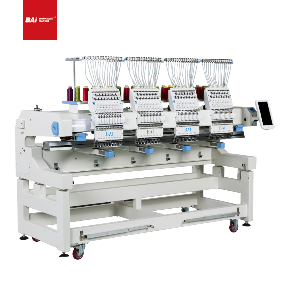 BAI 12 Needles 4 Head Computer Flat Hat Embroidery Machine with DAHAO System