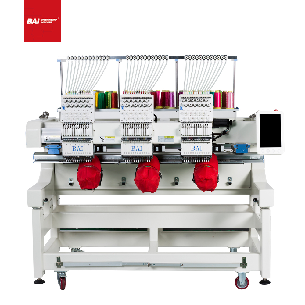 BAI Automatic Twelve Needles Three Head Computer Hat Embroidery Machine for Factory