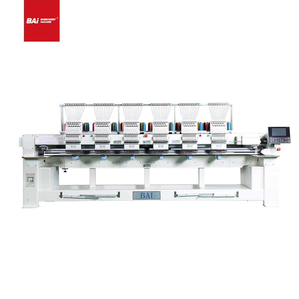 BAI Multifunctional 6 Heads Computerized Embroidery Machine for Cap T-shirt Flat