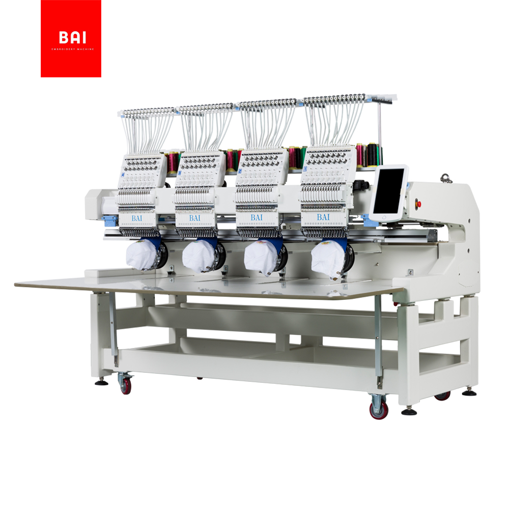BAI 4 Head Computerized Embroidery Machine for Hat T-shirt Flat Embroidery